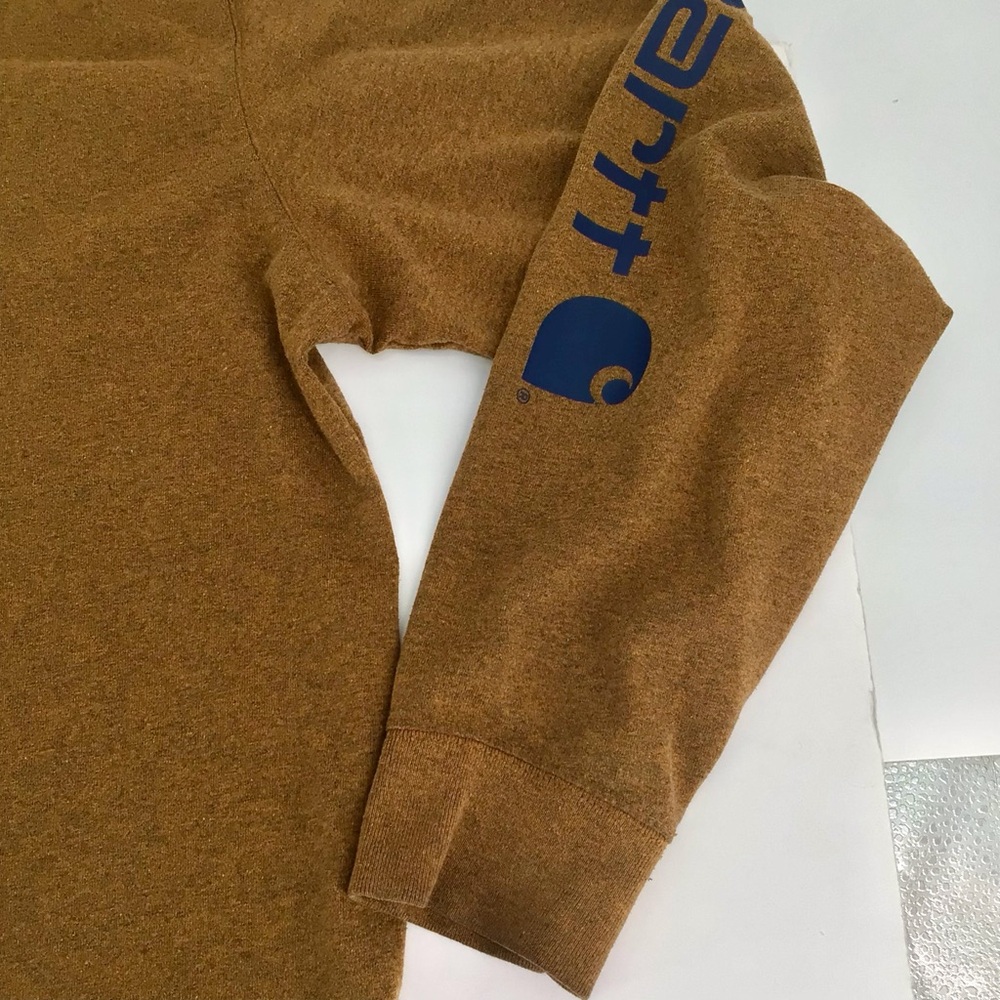 Carhartt Brown Long Sleeve Shirt Arm Logo Spell Out Size XL - Picture 4 of 12